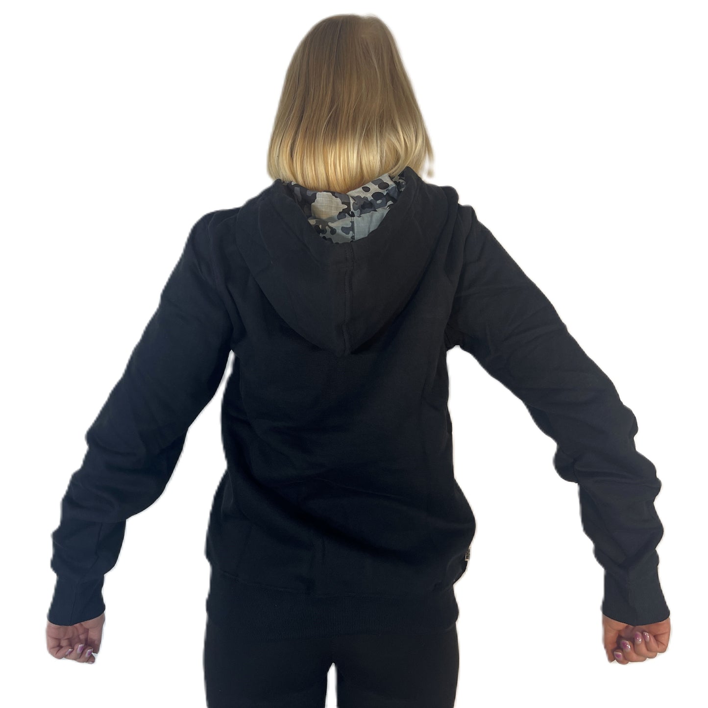 Hoodie Buddie™ Black Heavy Fleece Hoodie With Grey Zipper