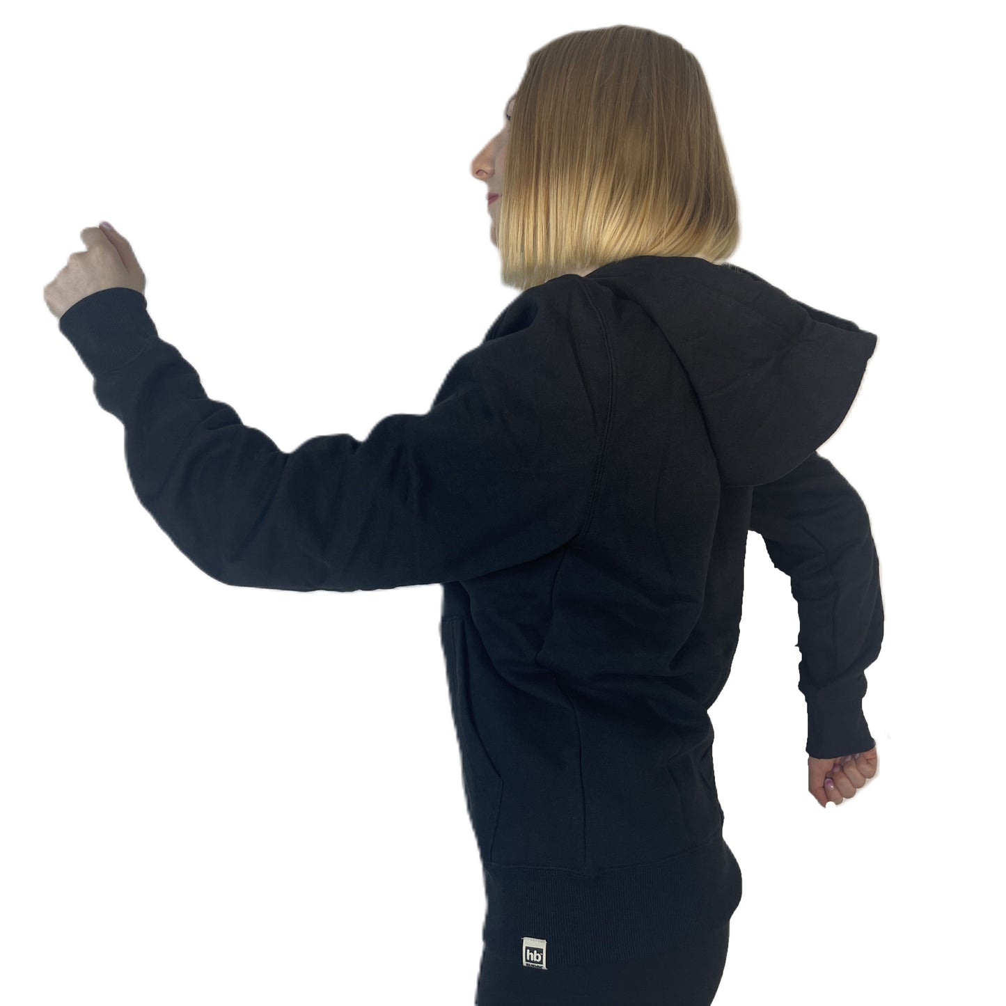 Hoodie Buddie™ Black Heavy Fleece Hoodie With Grey Zipper