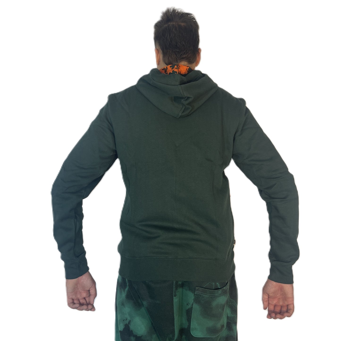 Hoodie Buddie™ Dark Green  Hoodie With Orange Zipper