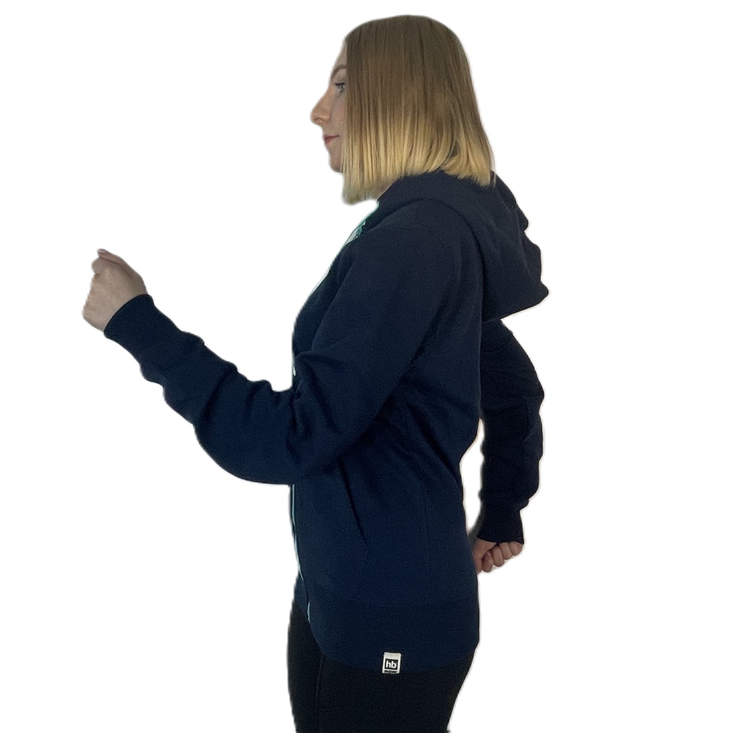 Hoodie Buddie™ Dark Blue Heavy Fleece Hoodie With Turquise Color Zipper