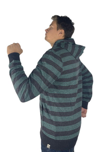 Hoodie Buddie™ Green and Black Striped ZIGGY Fleece Zipper