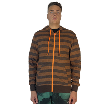 Hoodie Buddie™ Orange and Brown Striped ZIGGY Fleece Zipper