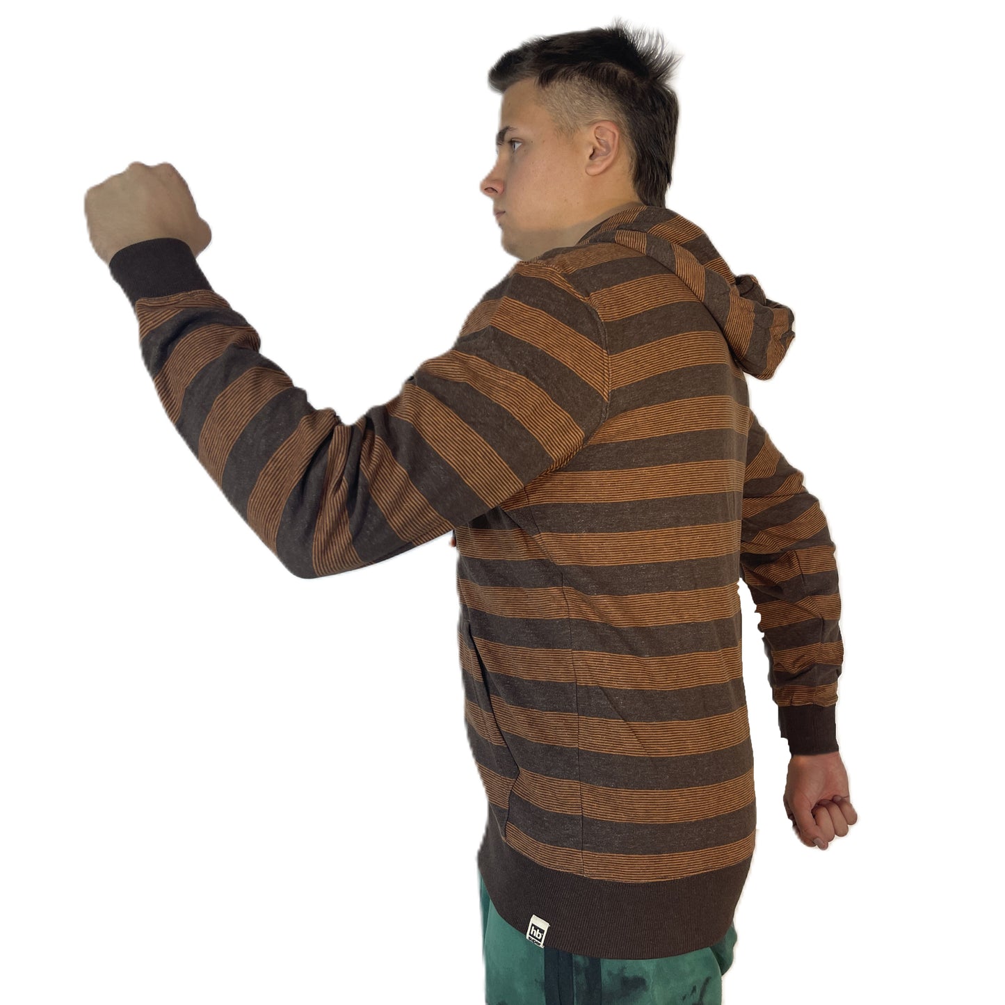 Hoodie Buddie™ Orange and Brown Striped ZIGGY Fleece Zipper