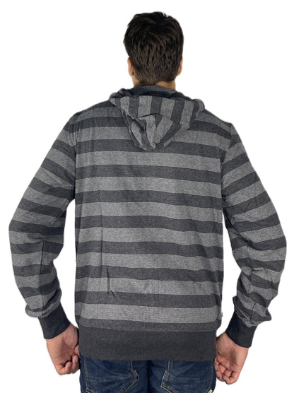 Hoodie Buddie™ Grey and Black Striped ZIGGY Fleece Zipper