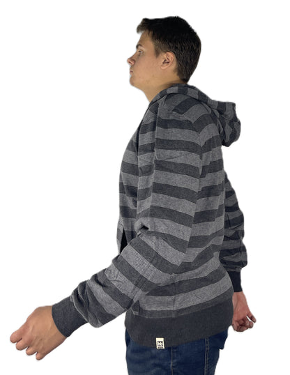 Hoodie Buddie™ Grey and Black Striped ZIGGY Fleece Zipper