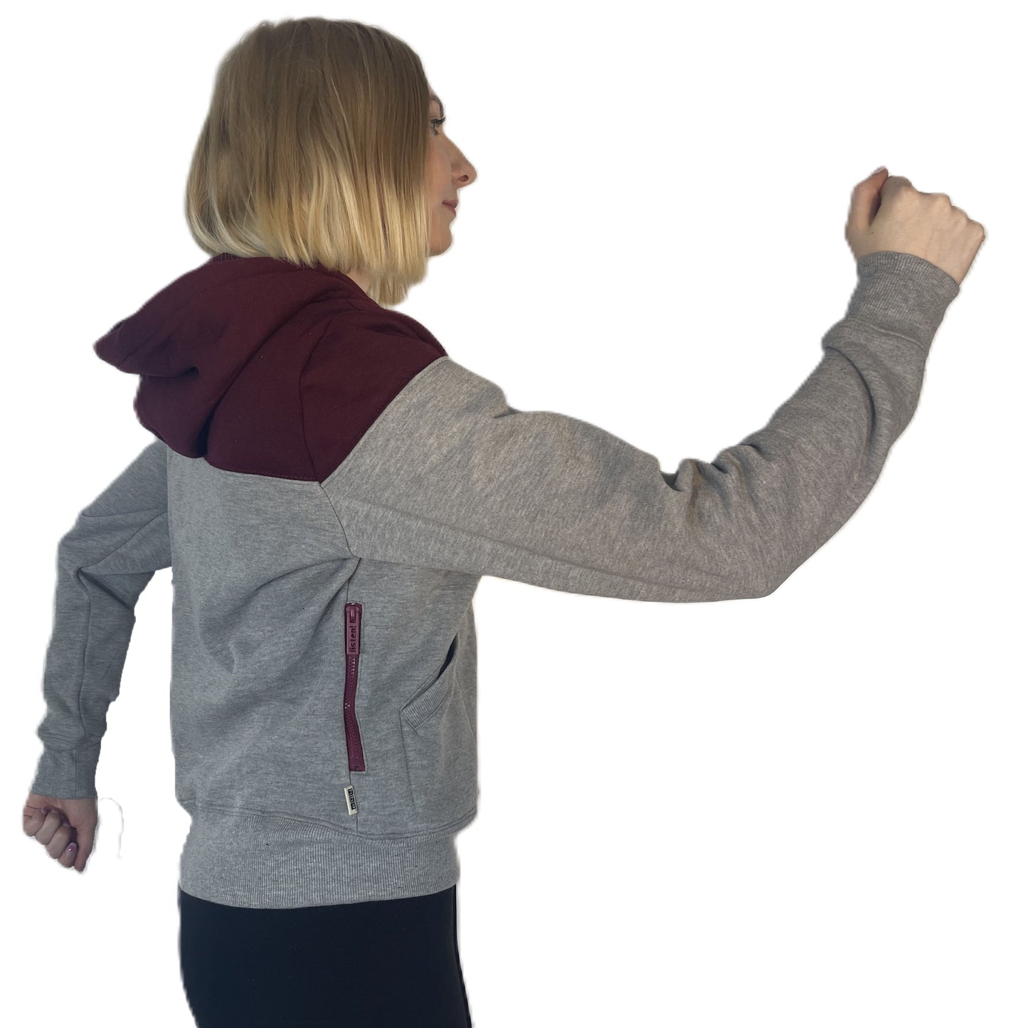 Hoodie Buddie™ Burgundy and Gray Popover Hoodie