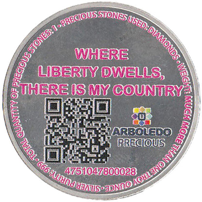 1 Ounce Pure "Liberty Dwells" Silver Commemorative Coin Incrusted With Diamond